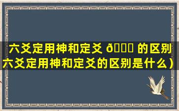 六爻定用神和定爻 🐝 的区别（六爻定用神和定爻的区别是什么）